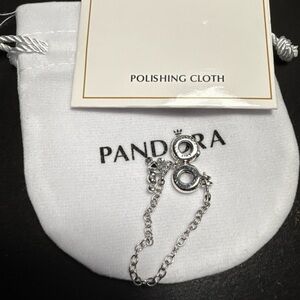 Pandora Silver Safety Chain with Pink/Red Crystal